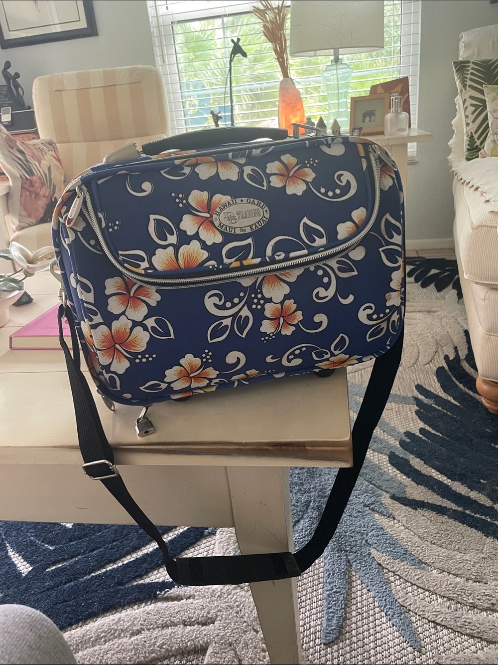 Nautical Floral Travel Crossbody Bag - Blue